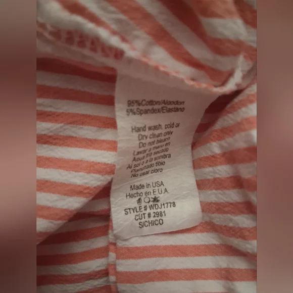 NWOT Striped Pink Tie-Shoulder Short Sleeve Top - Picture 6 of 7